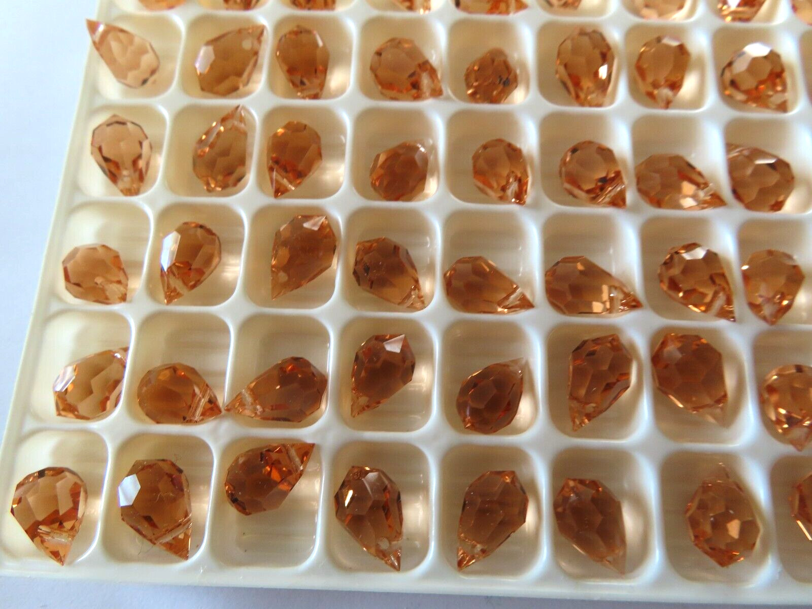 24 Preciosa Machine Cut Drop Pendants 6x10mm Light Peach