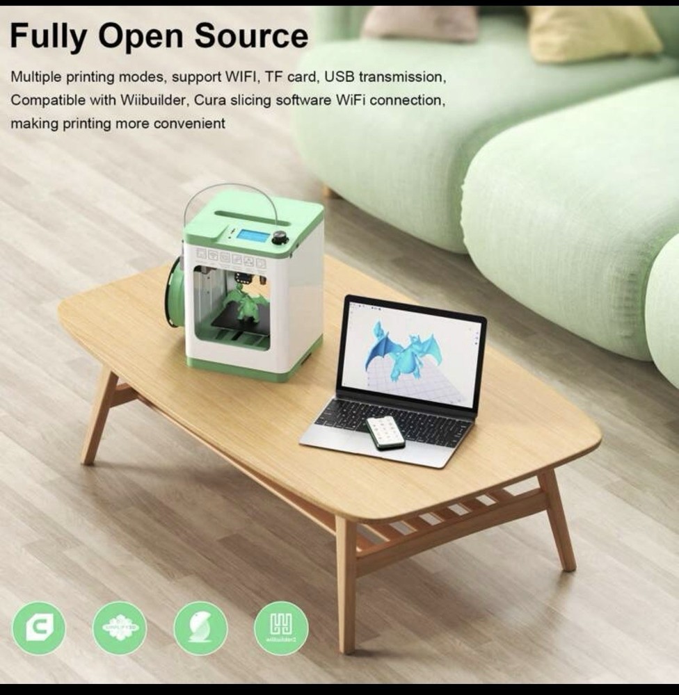 Tina2S Mini 3D Printer, 3D Printer With Wi-Fi Cloud Printing