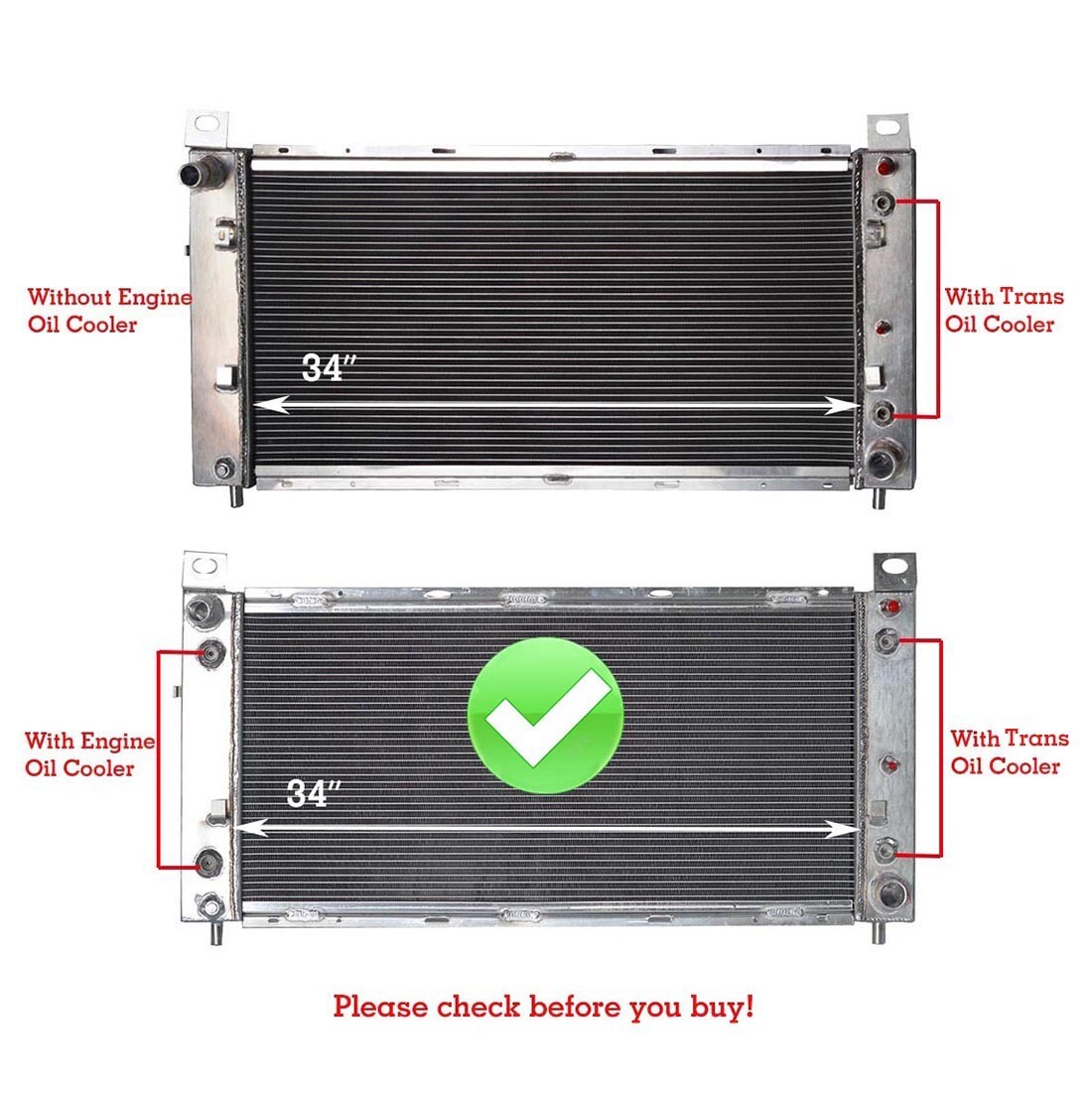 34'' Radiator for Chevy Silverado 1500 2500 Suburban Tahoe 4.8L 5.3L 6.0L CU2370