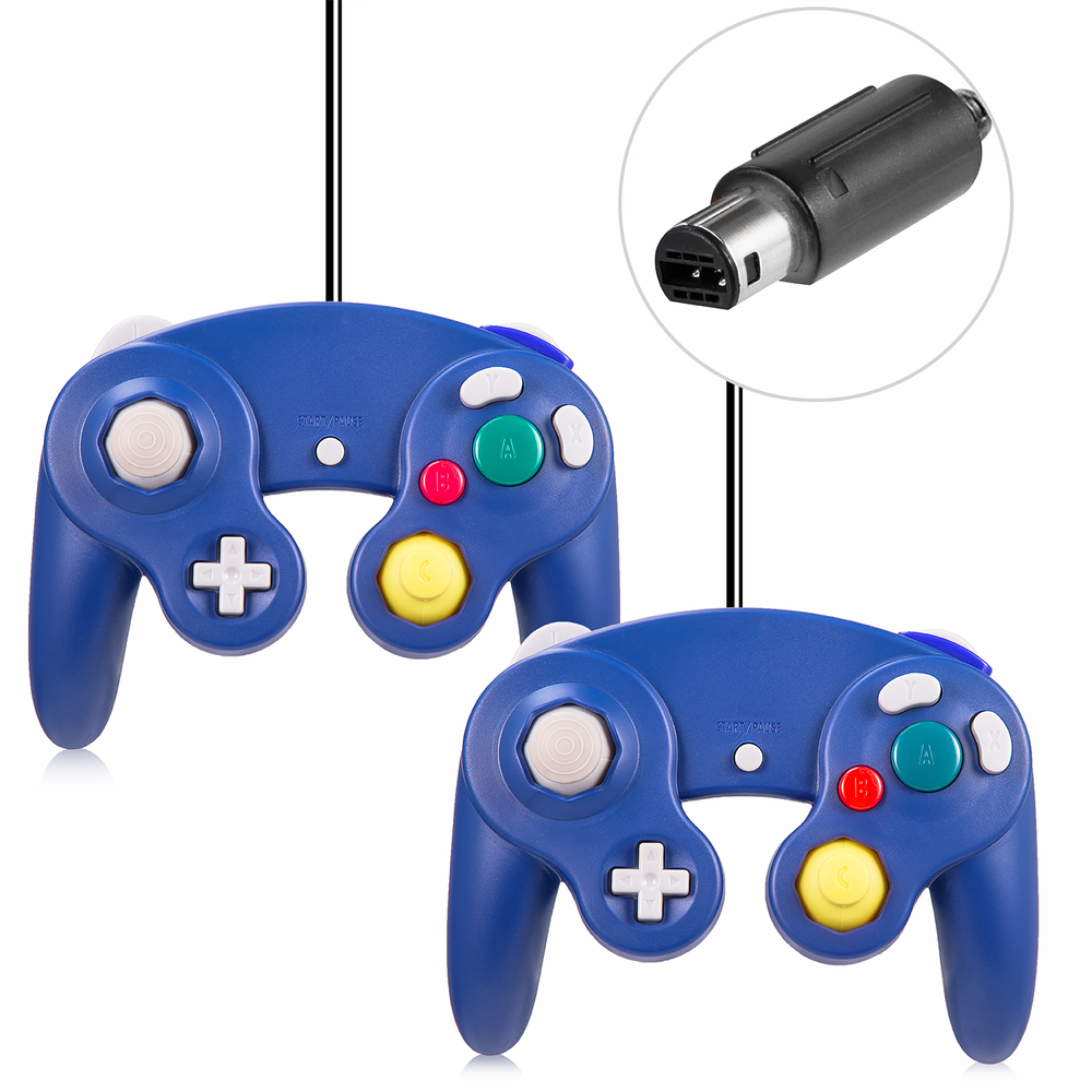 2 Pack Wired Rumble Controller Gamepad for Nintendo GameCube Console Dual Shock
