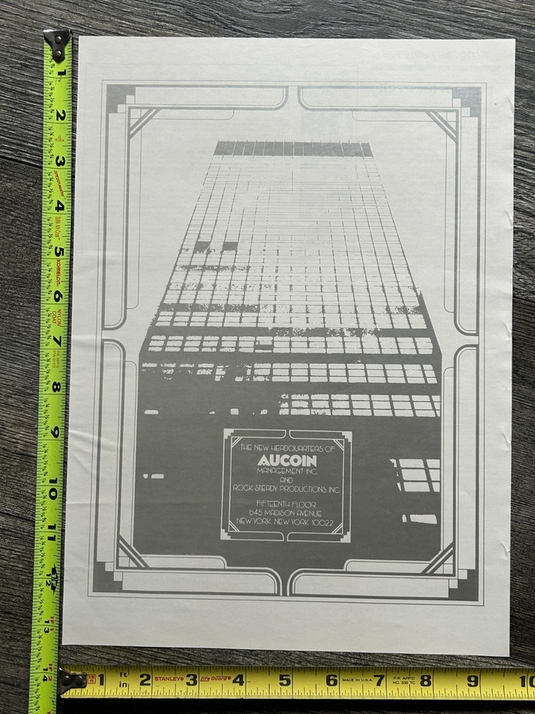 KISS Ad Aucoin Management New Headquarters NYC 1976 Vintage Kiss Memorabilia