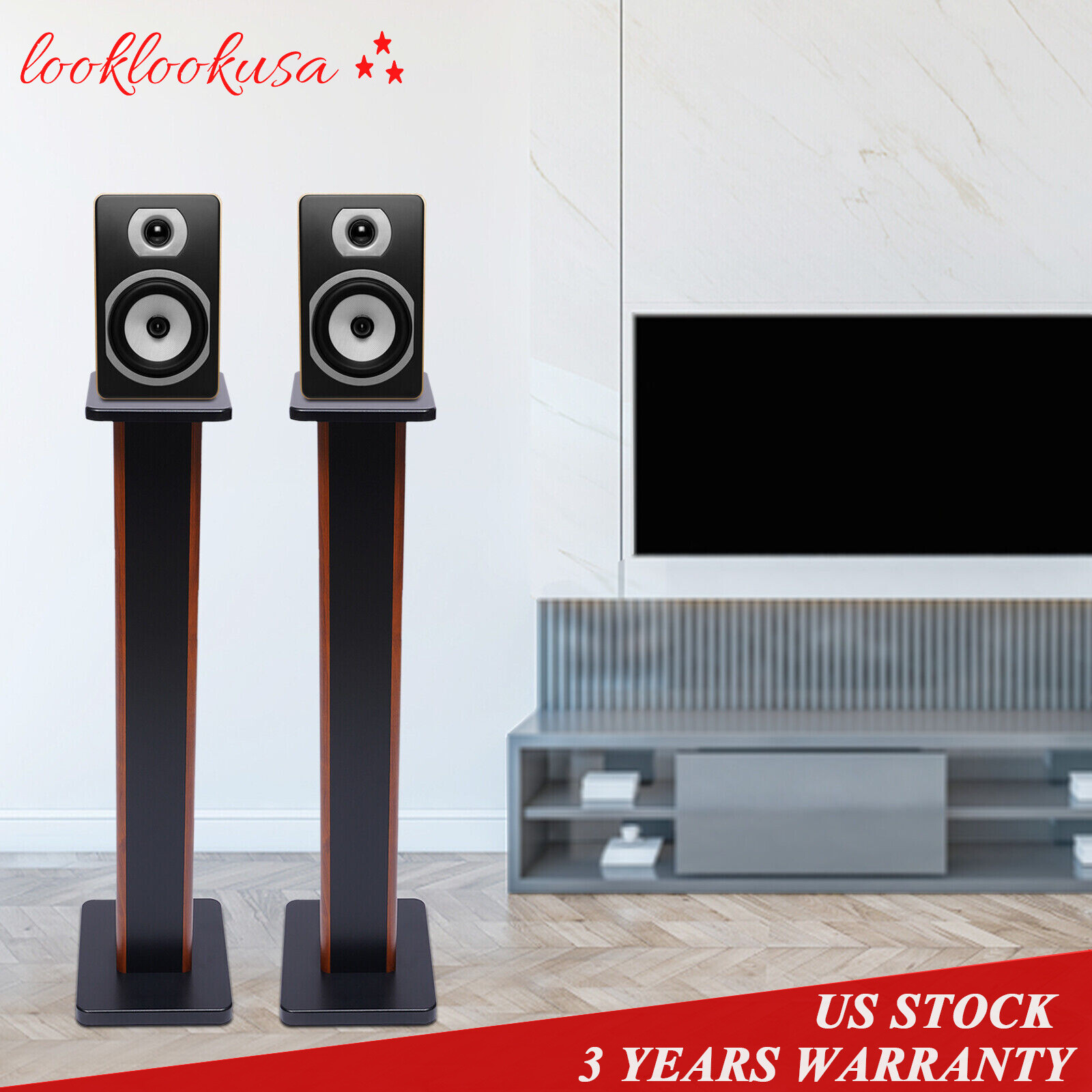 Bookshelf Floor Speaker Stands 1Pair Wood Column Home Theater Speaker Bookshelf