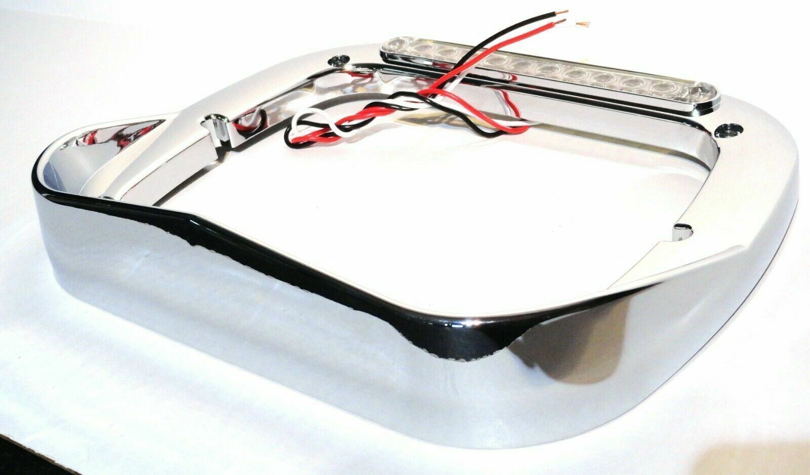 headlight bezel 6x8 clear lens amber LED chrome plastic visor for Peterbilt each