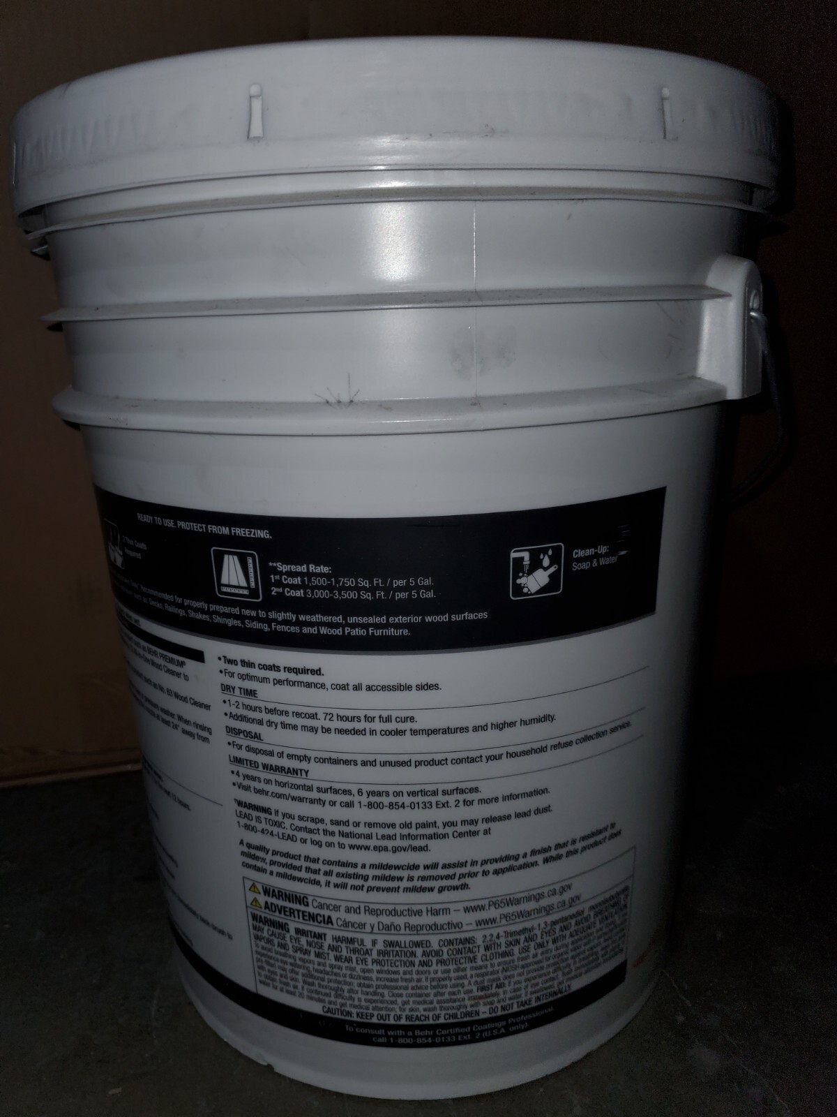 BEHR 5 Gal Premium Transparent Waterproofing Wood Finish REDWOOD #502 T330