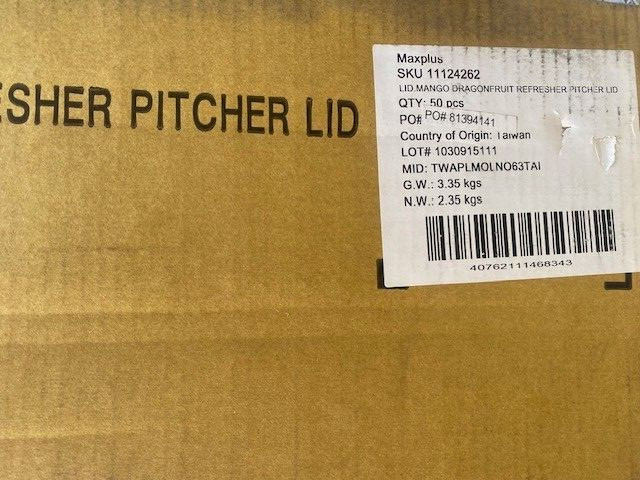 (Case of 50) Starbucks Mango Dragonfruit Refresher Pitcher Lids 11124262 (NEW)