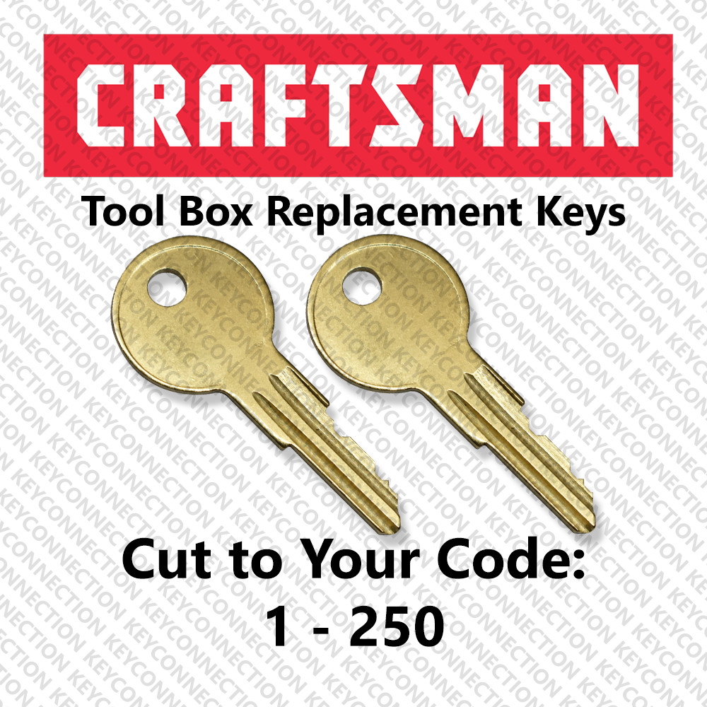 ( 2 ) Two Craftsman Toolbox Keys Cut to Your Code 1 - 250