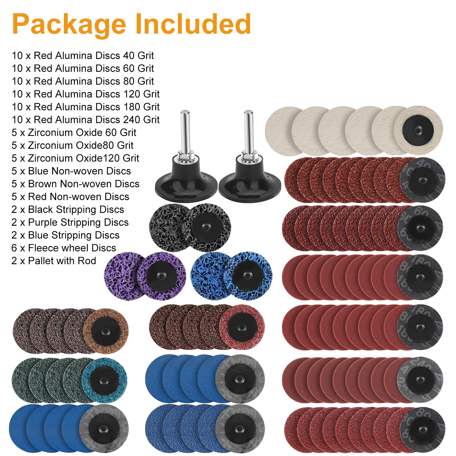 104Pcs 2 Inch Sanding Discs Set with 1/4 inch Shank Holder for Drill Die Grinder