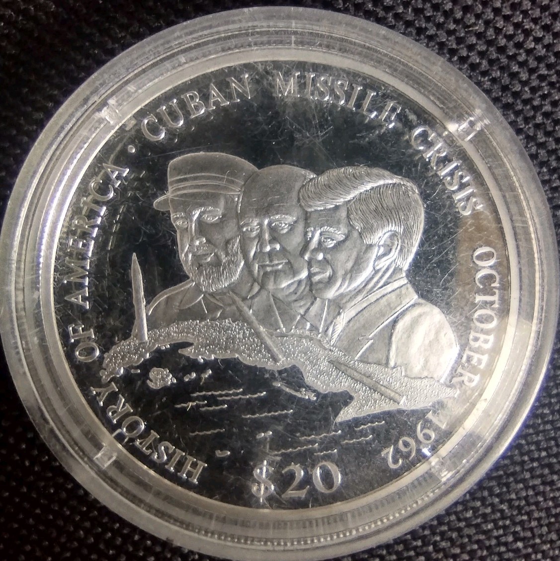 Silver .999 Coin 20 Grams History of America JFK Castro Soviet Nikita Khrushchev