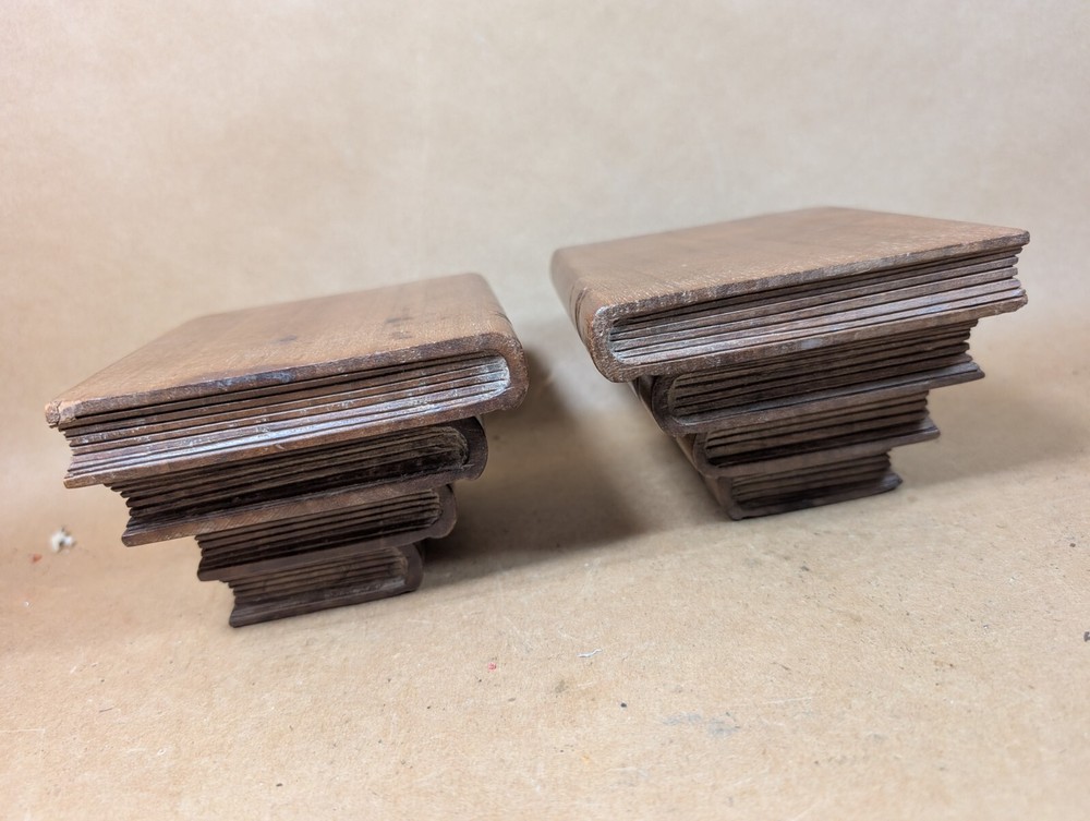 vintage wooden book shaped bookends