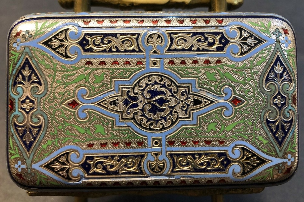 Antique Imperial Russian Enamel Silver Cigarette Case (Ovchinnikov)