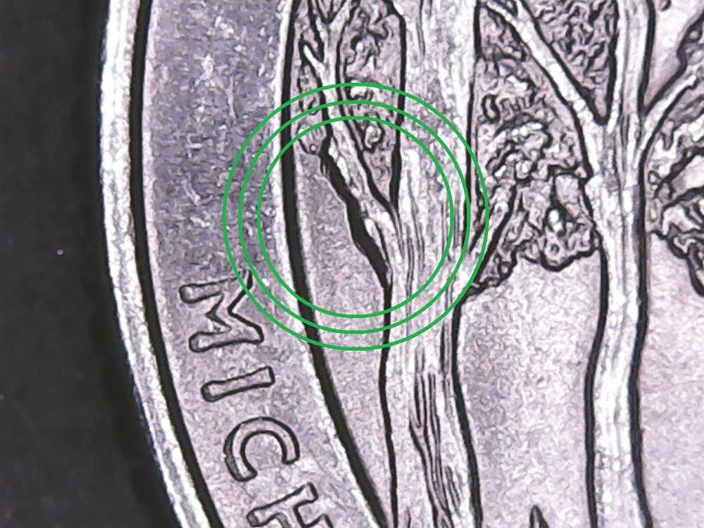 2018-p Pictured Rock ATB Quarter with Die Chips.