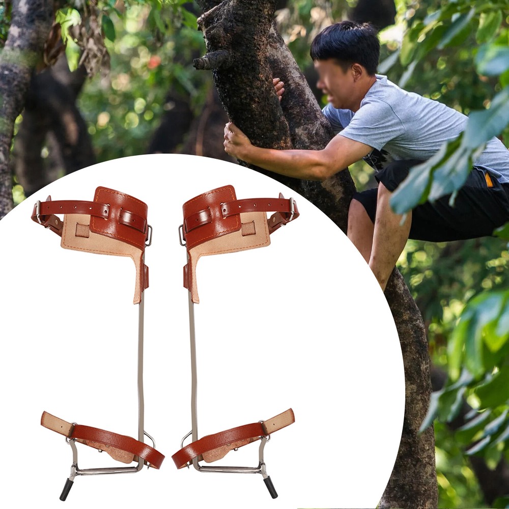 Adjustable Tree Climbing Spike Set Pole Climbing Spurs Tool Climber Strap Gaffs