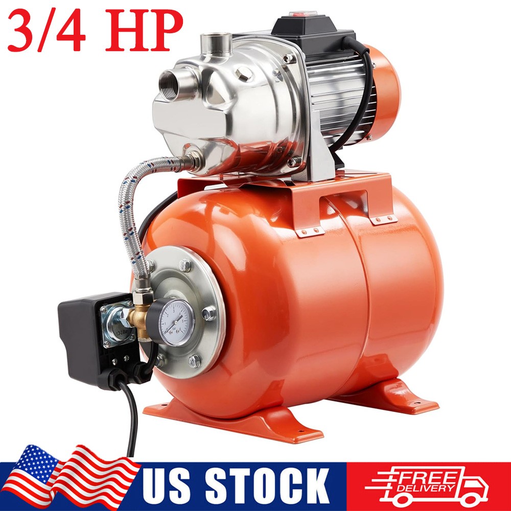 3/4HP Shallow Well Garden Pump Automatic Water Booster Jet Pump w/ Pressure Tank