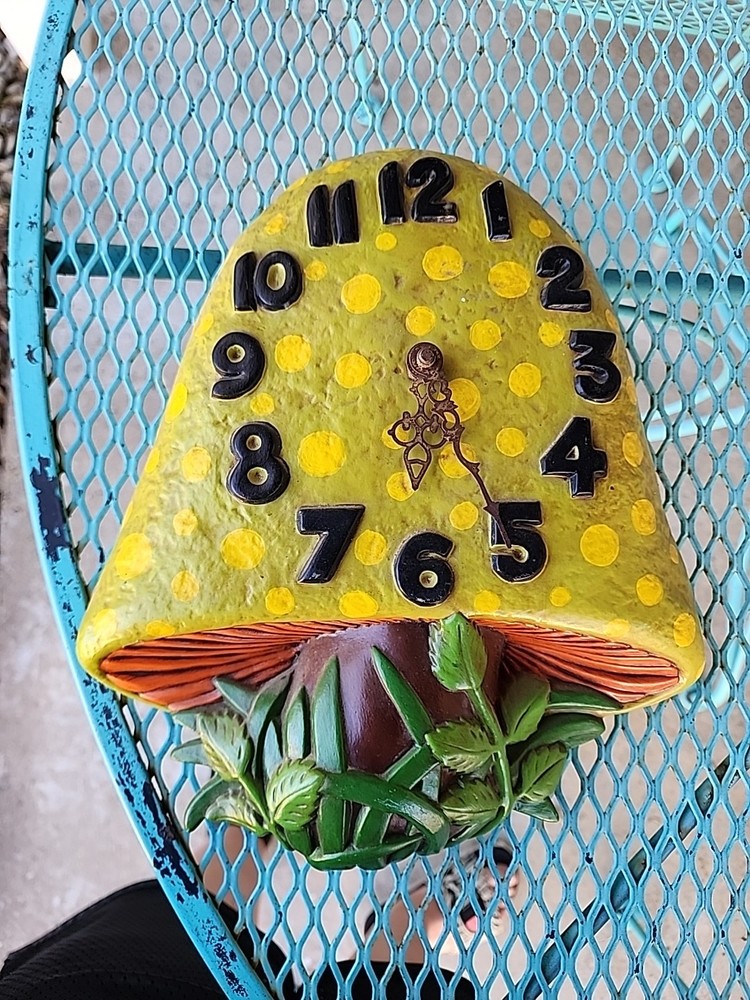 Vintage 1970s Ceramic Mushroom Wall Clock Not Working