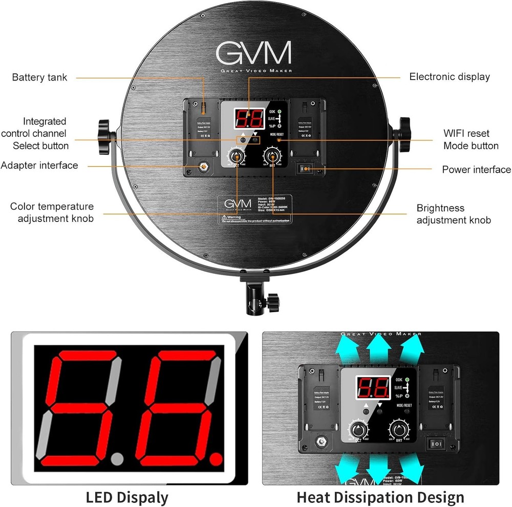 LED Video Light 60W Bi Color Table Stand
