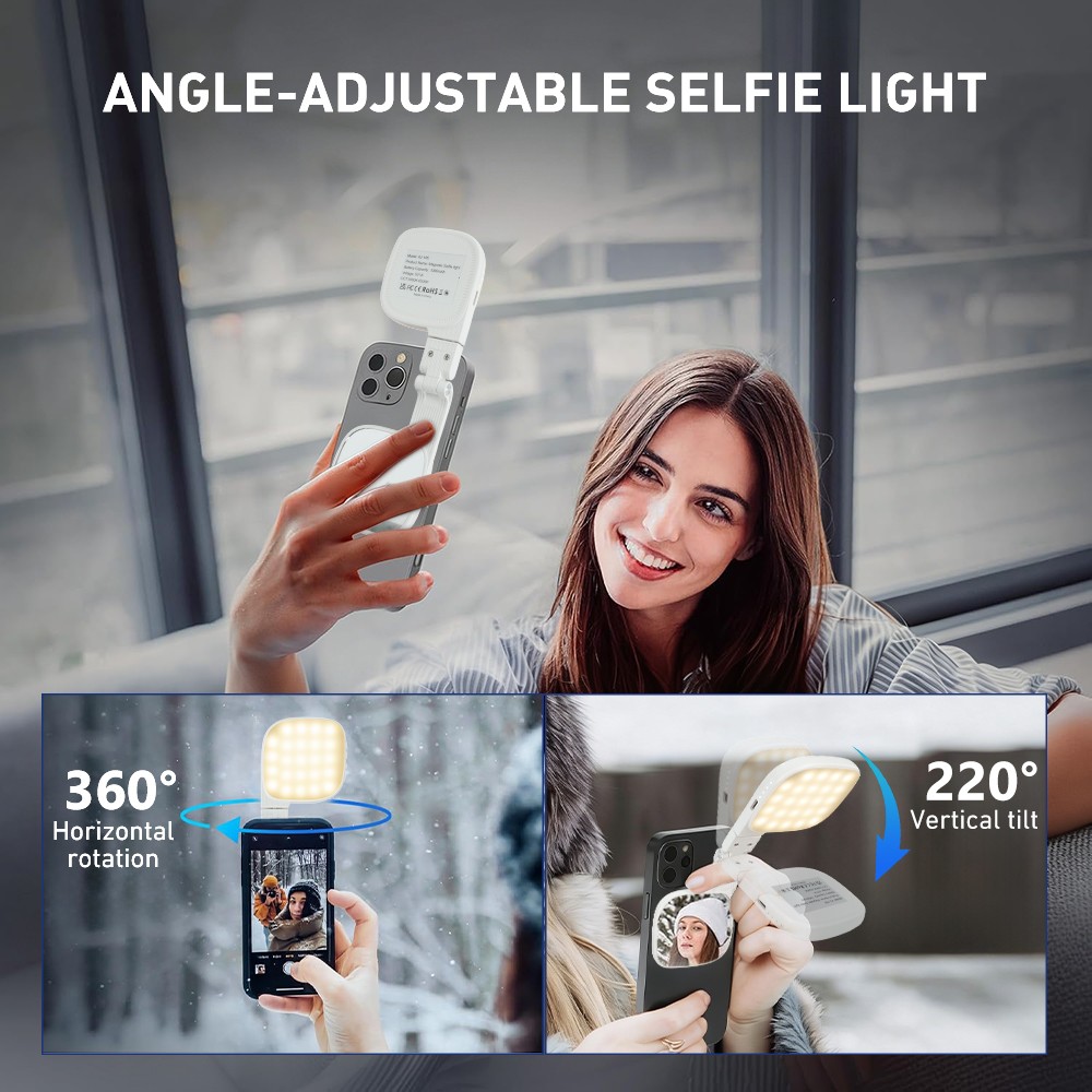 Rechargeable 360° Magnetic Selfie Light with 3 Modes LED Ring Lights for Makeup