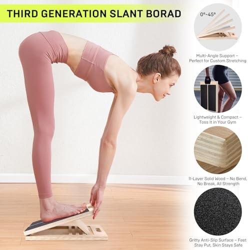 3rd Gen Adjustable Slant Board for Calf Stretching & Squat Wedge – Non-Slip