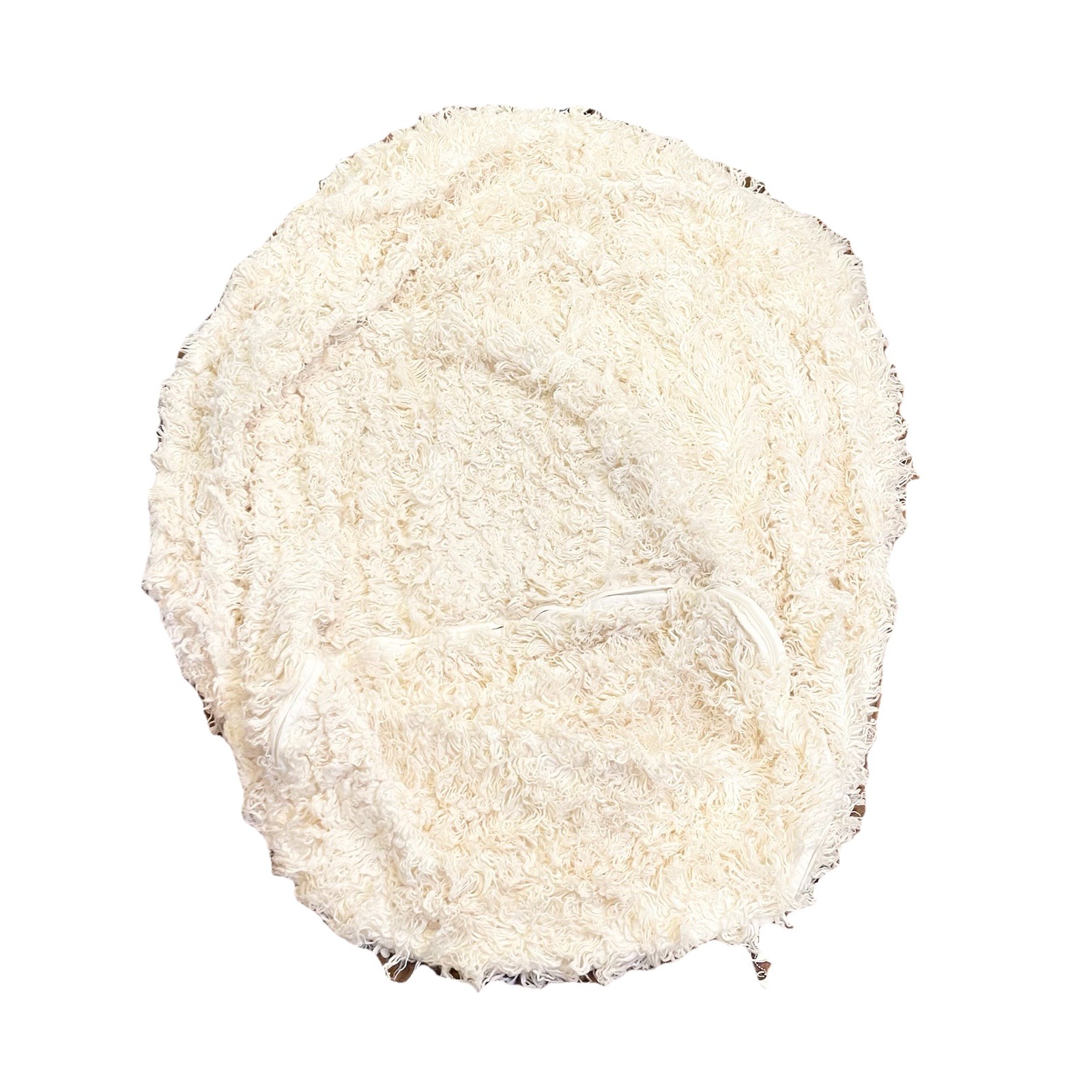 Pottery Barn Teen Ivory Shaggy Faux Fur Bean Bag Cover Retro Boho Zip Closure