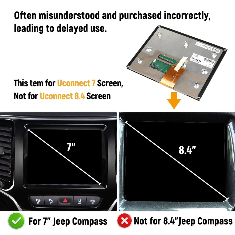 7" Uconnect Touch Screen Display with Bracket for 2017-2020 Jeep Compass Jeep...