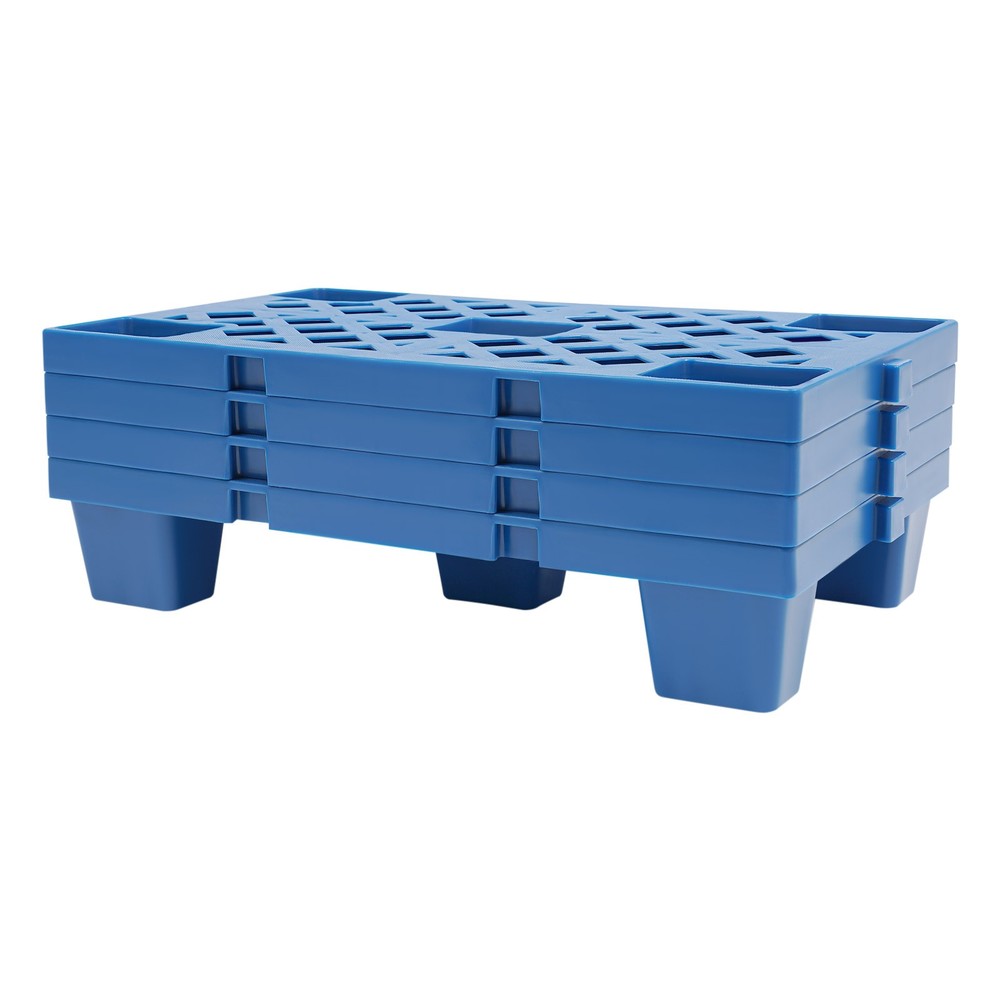 4pcs Blue Pallets Moisture-proof Floor Pallet Rectangular Breathable Grid Pallet