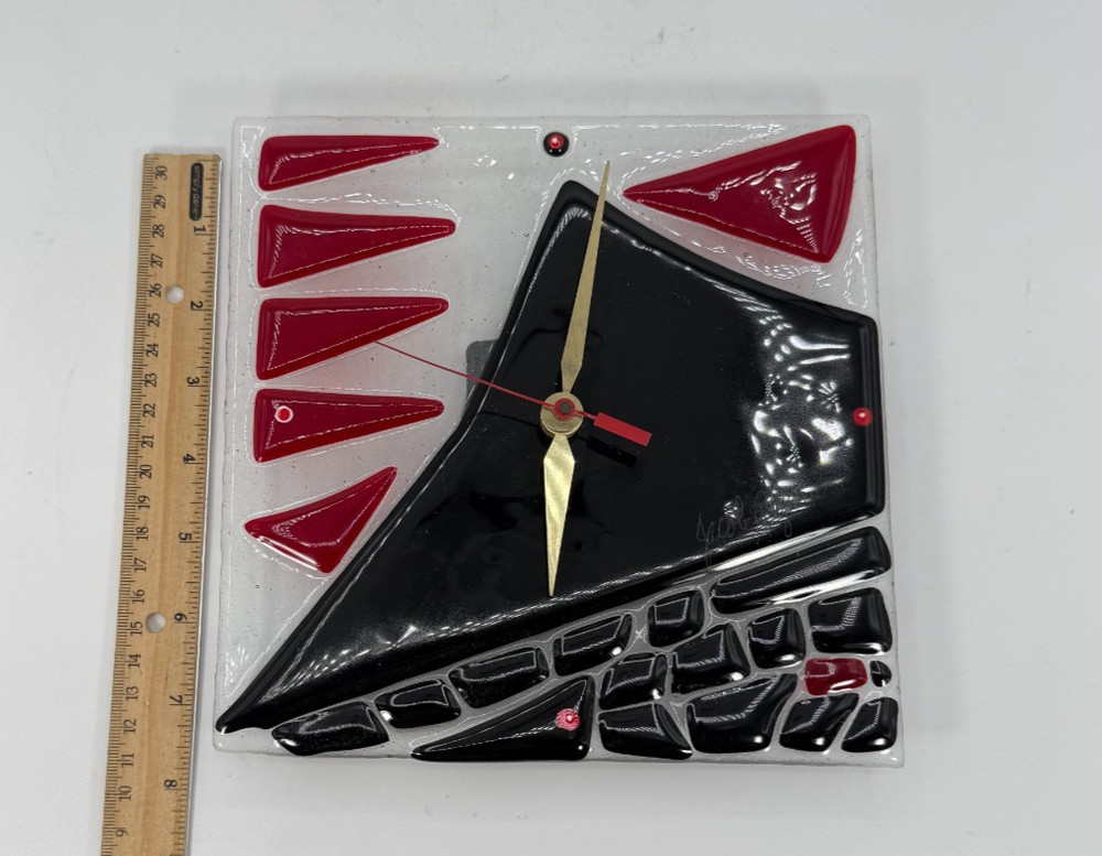 Rare Jacob Rogers Glass Clock w/ Wood Pillars READ NOTES IN DESCRIPTION