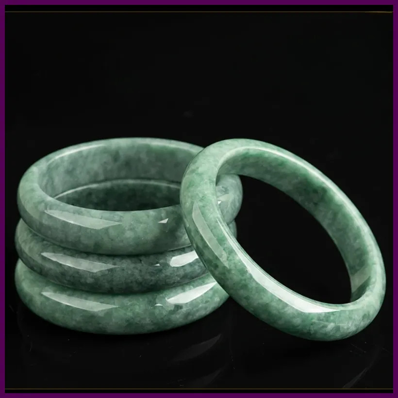 Inner Diameter 54mm-62mm Natural A-grade Jade Bean Green Bangle Ice Jadeite.