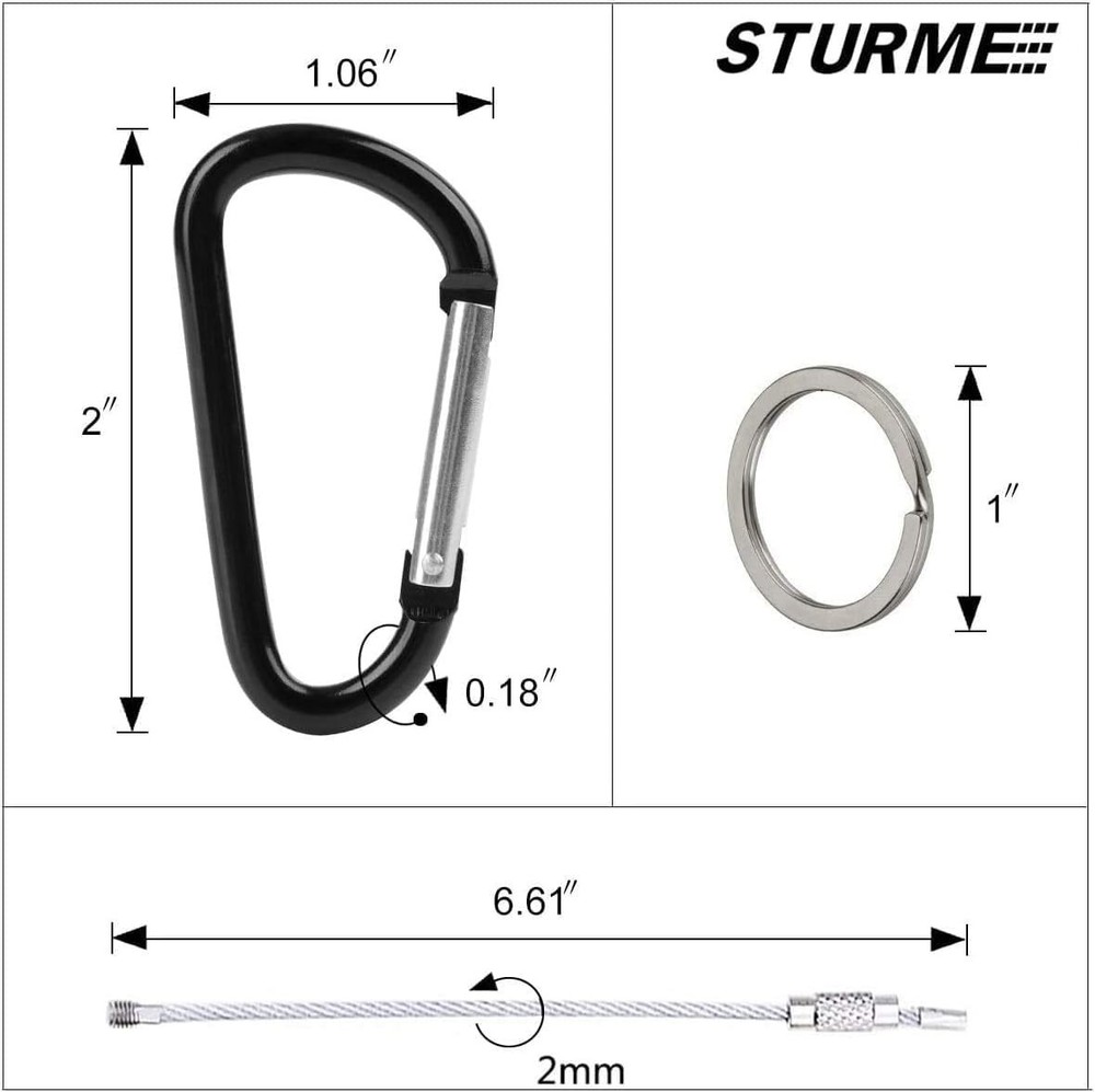 Spring Loaded D Ring Carabiners - 24 Count Aluminum Clips for Multi-Purpose Use