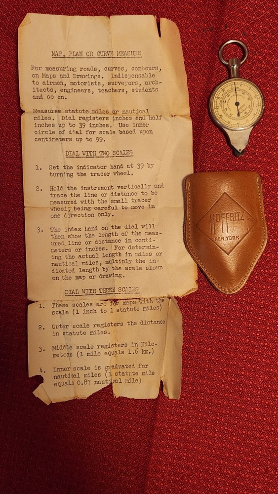 Vtg Hoffritz 2 Sided German Opisometer Map Measure Tool + OG Case + Instructions