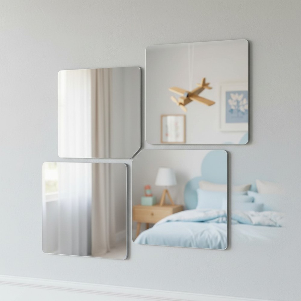 Versatile Unbreakable Wall Mirrors - 4PCS 14x12” for Kids, Dance Studios & More