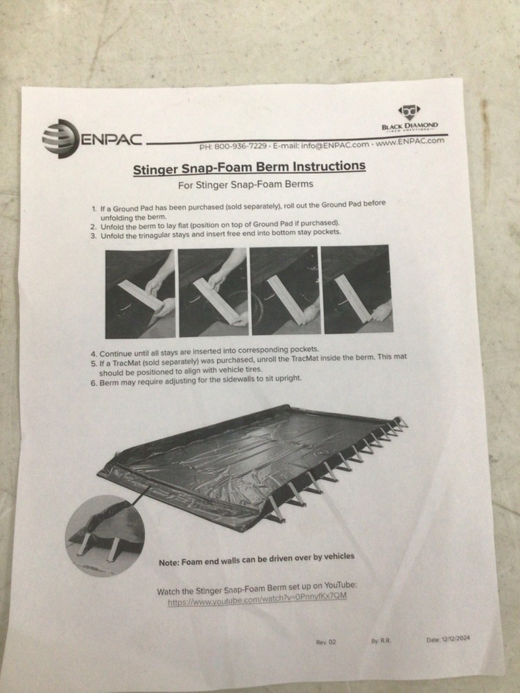 Enpac 57-8108-Ye-Su Snap Wall Containment Berm, 400Gal