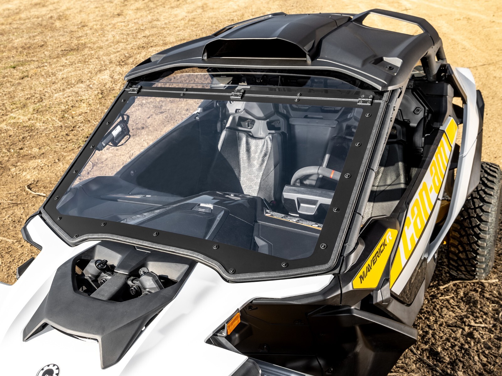 SuperATV Maxdrive Power Flip Windshield for Can-Am Maverick R 2024+