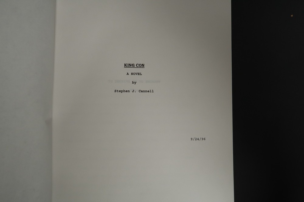 King Con Original Book Script Stephen J. Cannell Studios Collection 1996 Novel