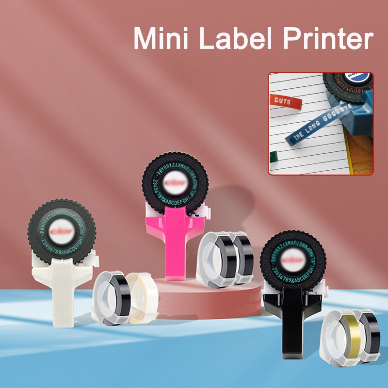 Mini Embossing Label Maker Typewriter Printer with Free Tapes DIY Machine Manual