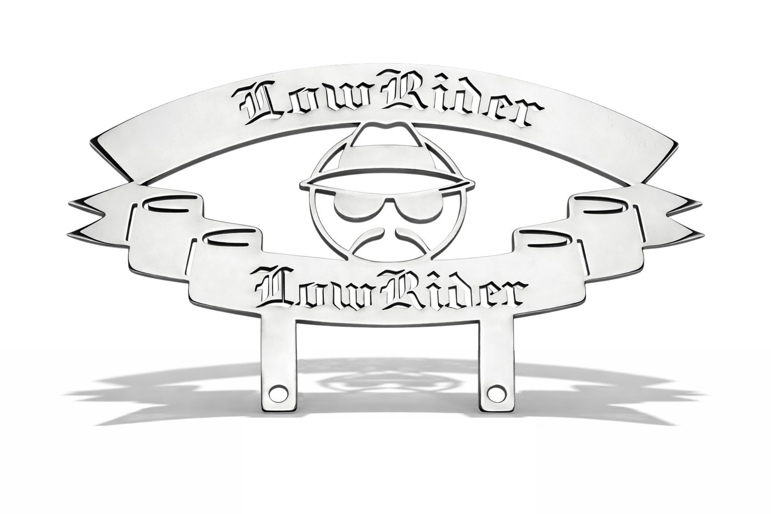 Lowrider Golo Man Custom Bicycle Double Lowrider Lettering Mirror Chrome Plaque.