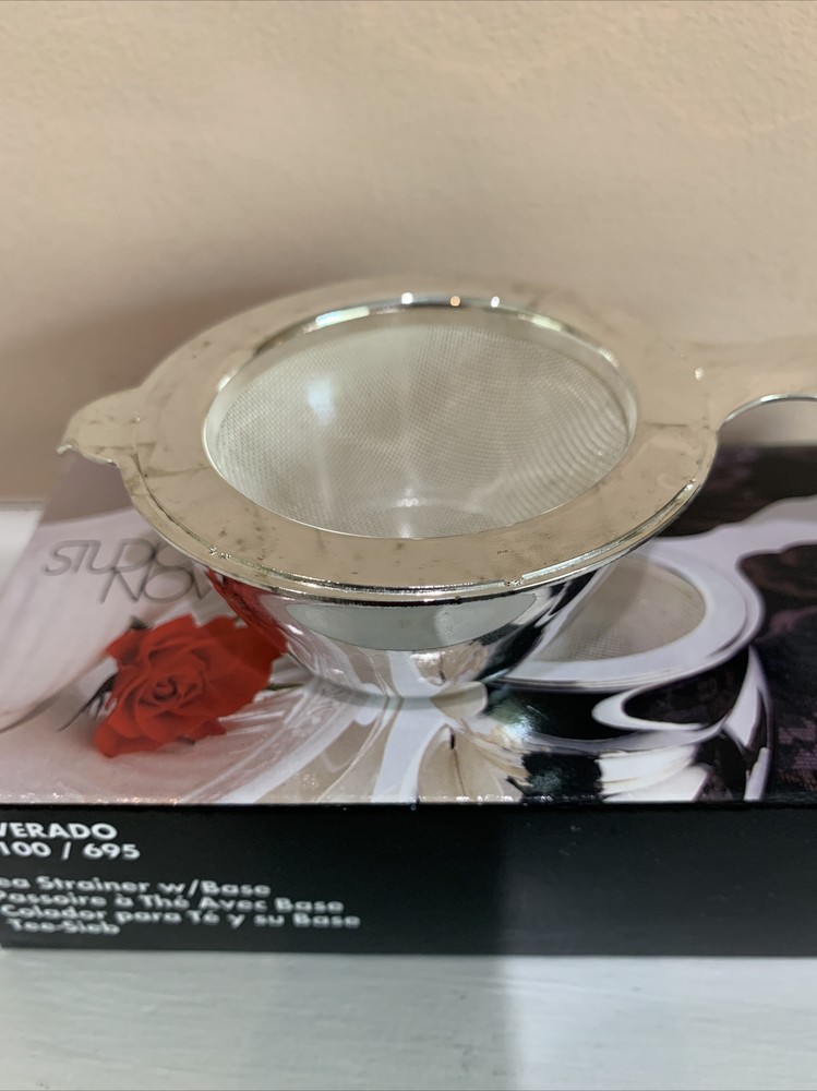 Studio Nova Silverado Mesh Tea Strainer with Base Silver Plated