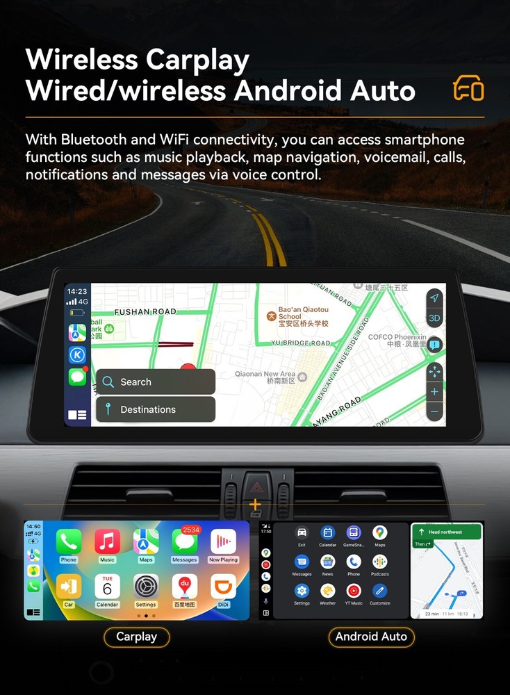 10.25" For BMW CCC 5 Series E60 E61 Wireless CarPlay Car Touch Screen Android 13