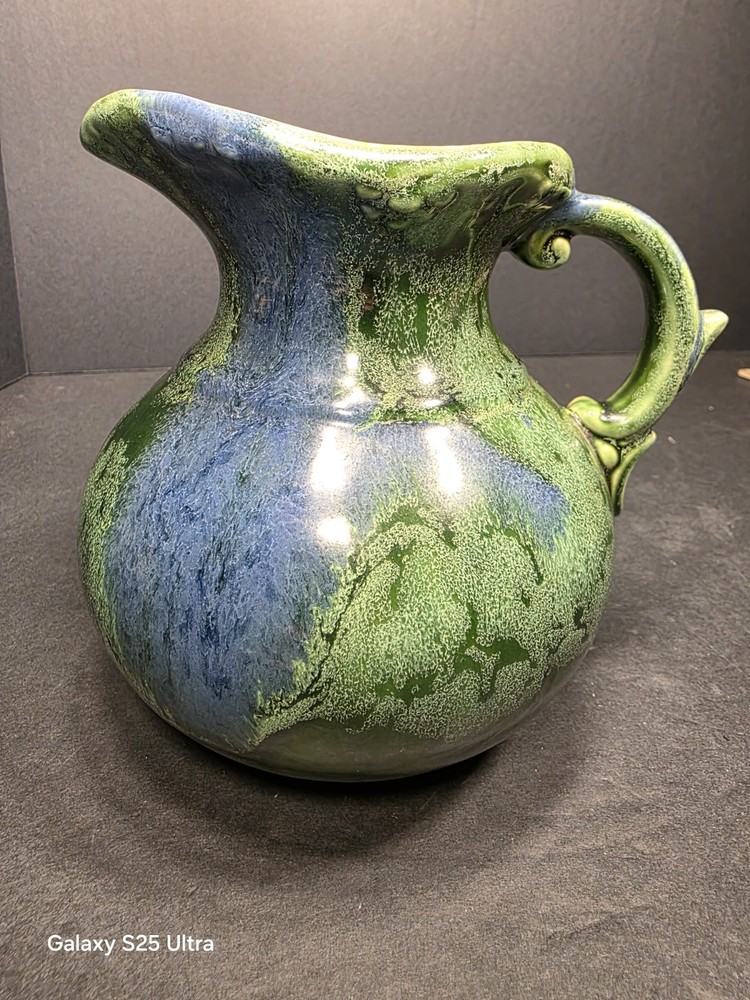 Studio pottery Pitcher Blue / Green 6" Tall