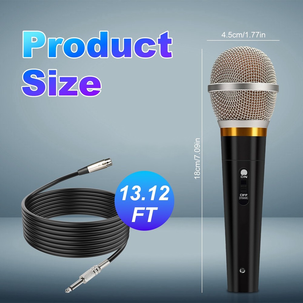 Dynamic Handheld XLR Microphone Unidirectional Mic for Karaoke Machine Speaker