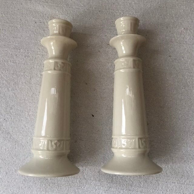 Pair Lenox Special Ivory China 9" Candleholders