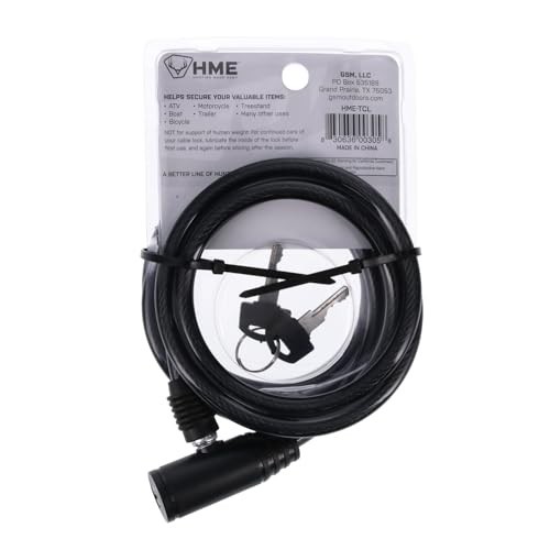 6-Foot Coiling Hunting Tree Stand Cable Lock - Durable, Reliable, 2 Keys Include
