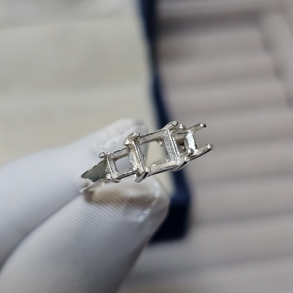 6x6 & 4x4 MM Semi Mount Ring 925 Solid Sterling Silver Ring, Square Cut Gemstone