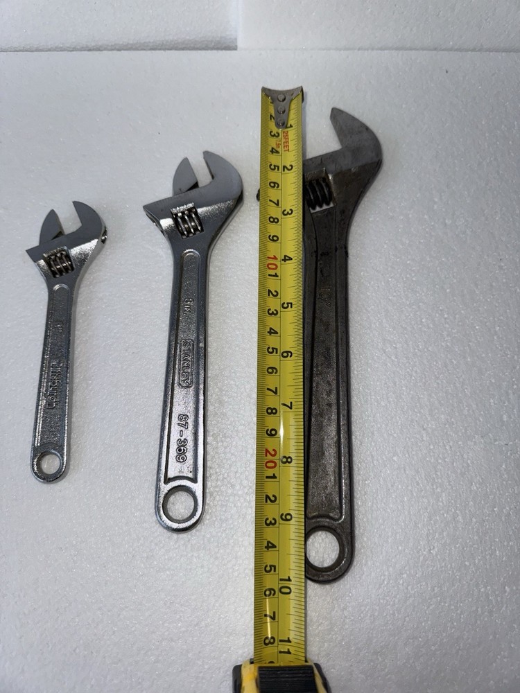Adjustable Wrench Set 6” 8” 10” — Hand Tools Lot (3 pcs)