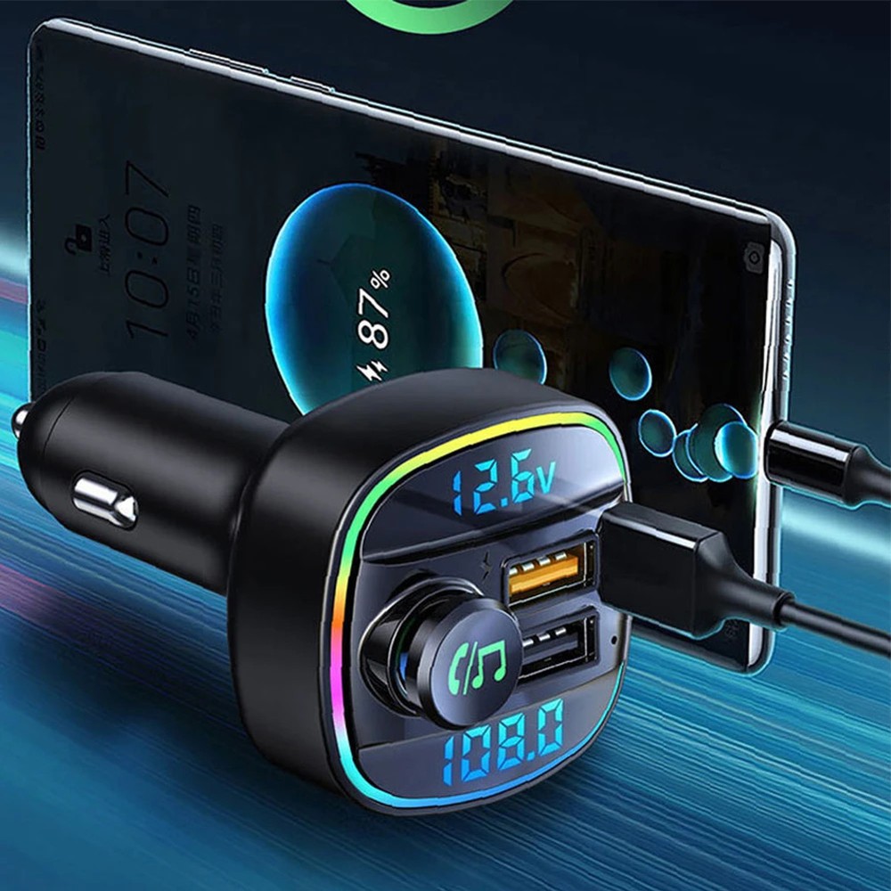 Car Charger Bluetooth 5.0 Wireless FM Transmitter Adapter USB Hands-Free Calls