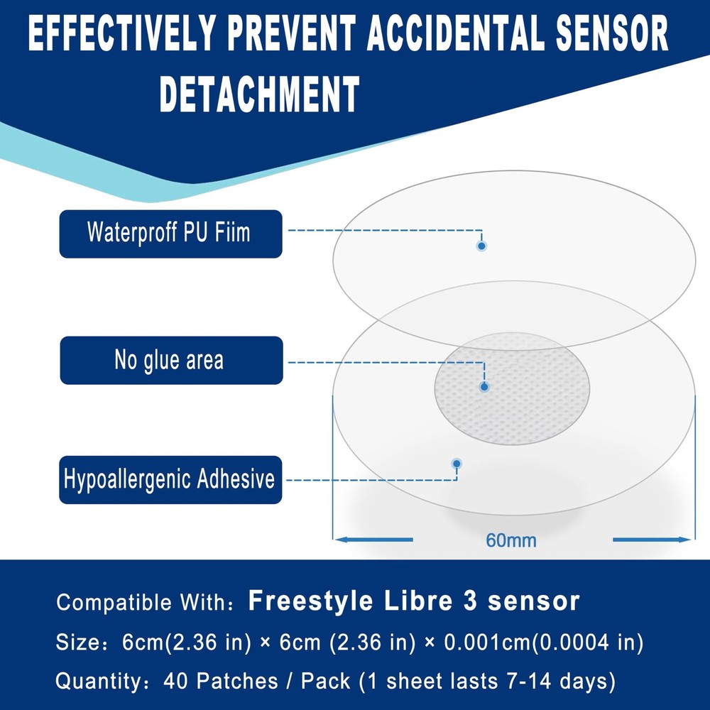libre 3 plus sensor covers waterproof-40 Pack 40 Pack, For Libre 3,white