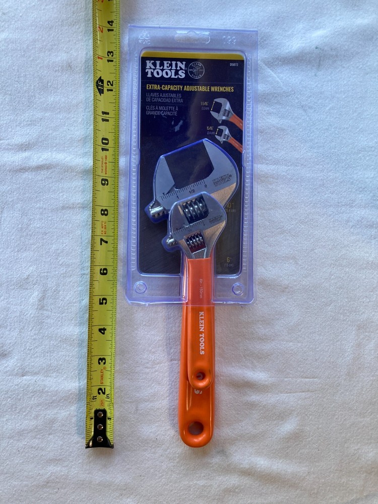 Klein Tools D5072 Extra Capacity Adjustable Wrenches, 6” & 10”