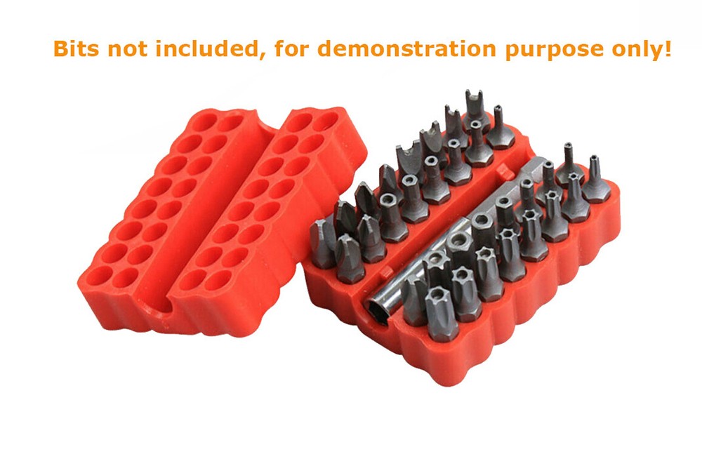 2pc-pack 32-Holes 1/4" Hex Shank Screwdriver Bits Holder Bit Storage Case Deck