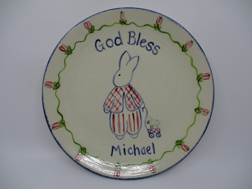 CAROLINE & COMPANY PLATE - God Bless Michael   - 9 3/4"  -1107F