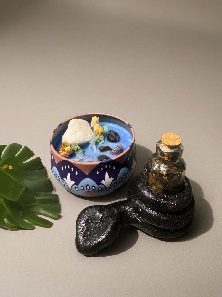 Protection Jar & Crystal Candle Set
