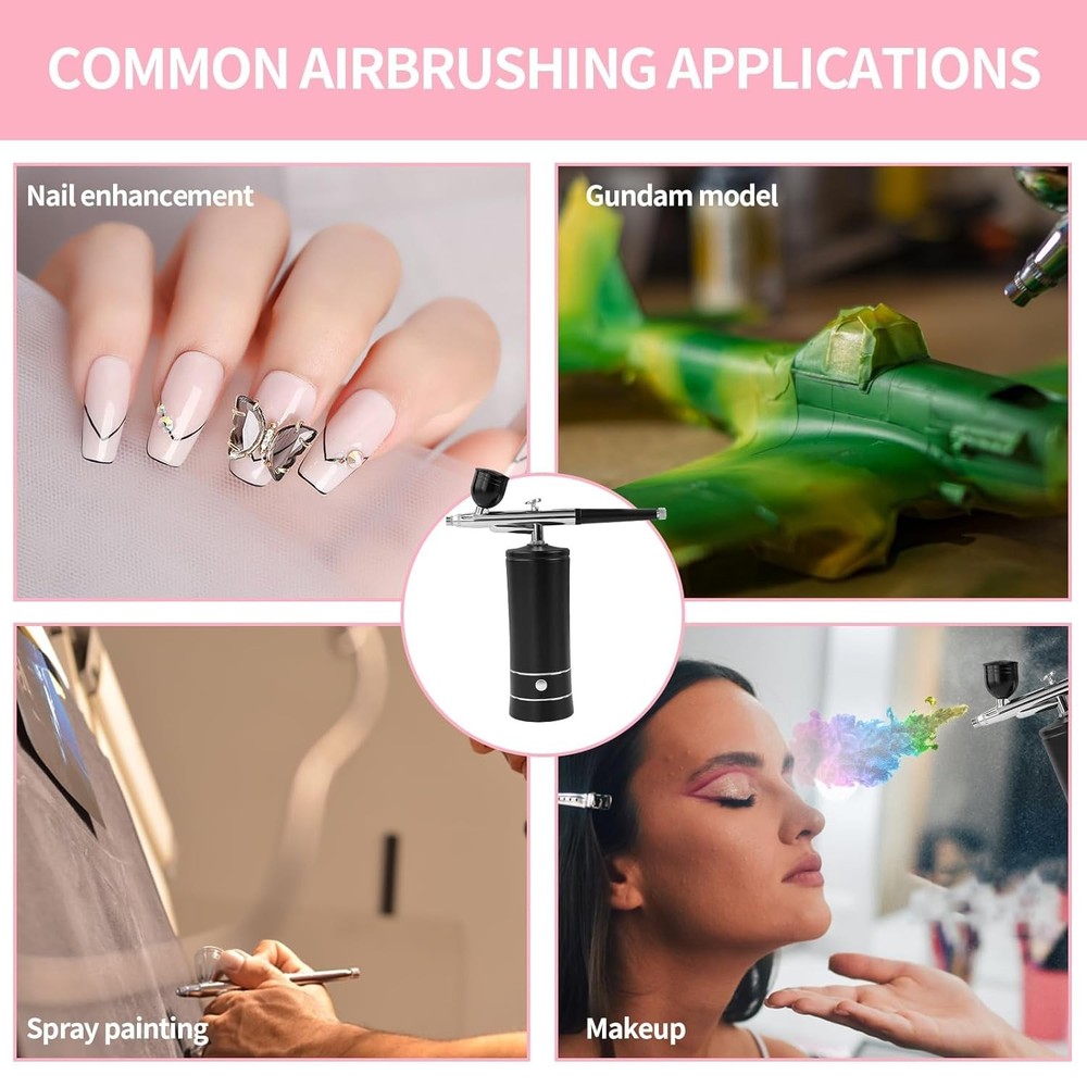 Wireless Airbrush Kit: Compact 5.9'' with Powerful Compressor & USB Charge