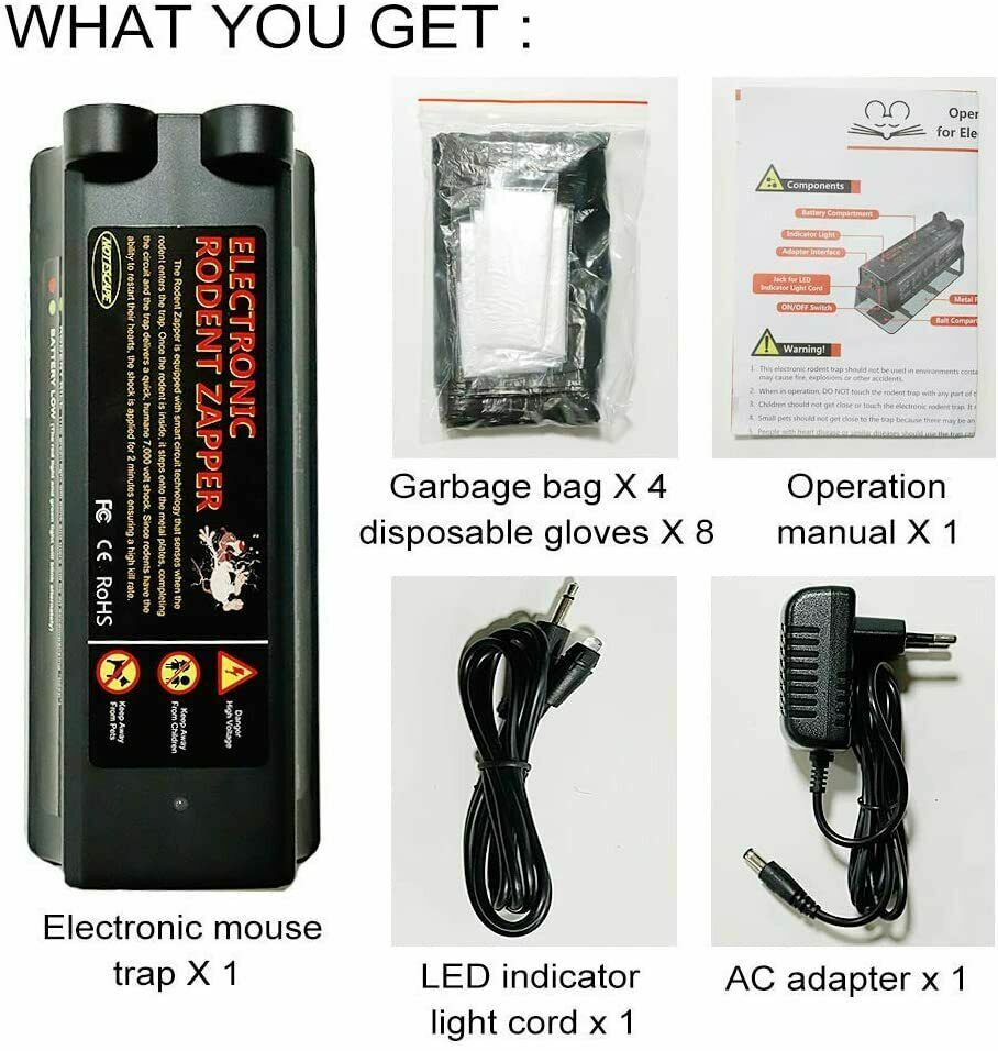 3PK Electronic Mouse Rat Trap Pest Control Electric Rodent Zapper Home Garden